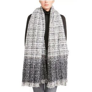STEVE MADDEN‎ Womens Scarf Oversized Ombré Tweed Bouclé Black and Grey $38 - NWT